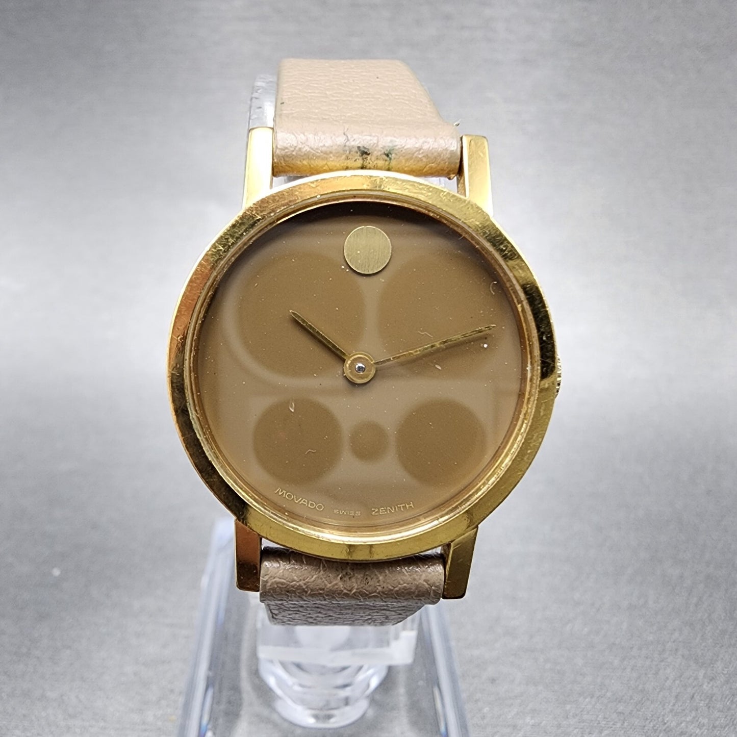 VTG Movado Muesum Watch Women 25mm brown Dial Gold Plated Manual Wind Runs