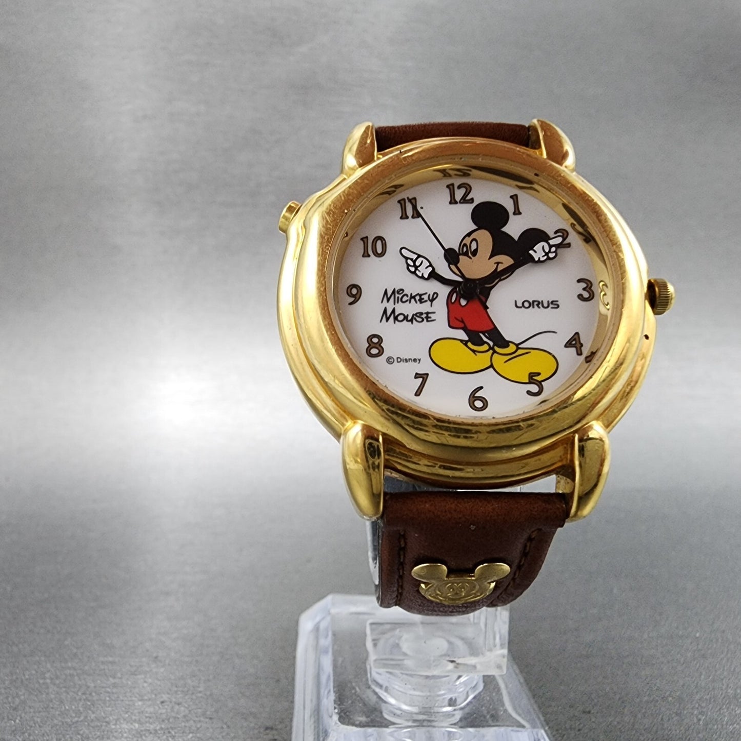 Lorus Mickey Mouse 36mm Watch Men White Dial Gold Tone V52t-x001 New Battery