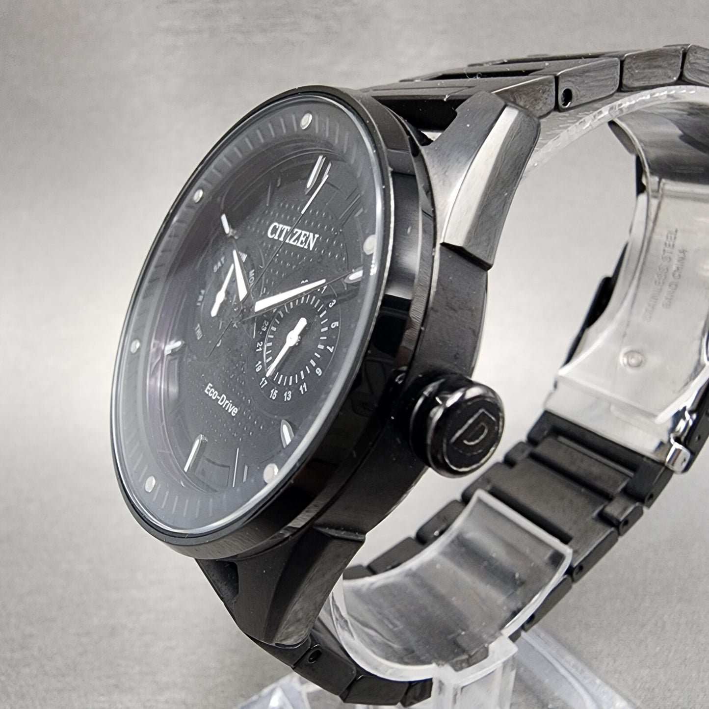 Citizen Eco-Drove CTO Watch Men 43mm Black Dial Black Tone Daydate Round Runs BD