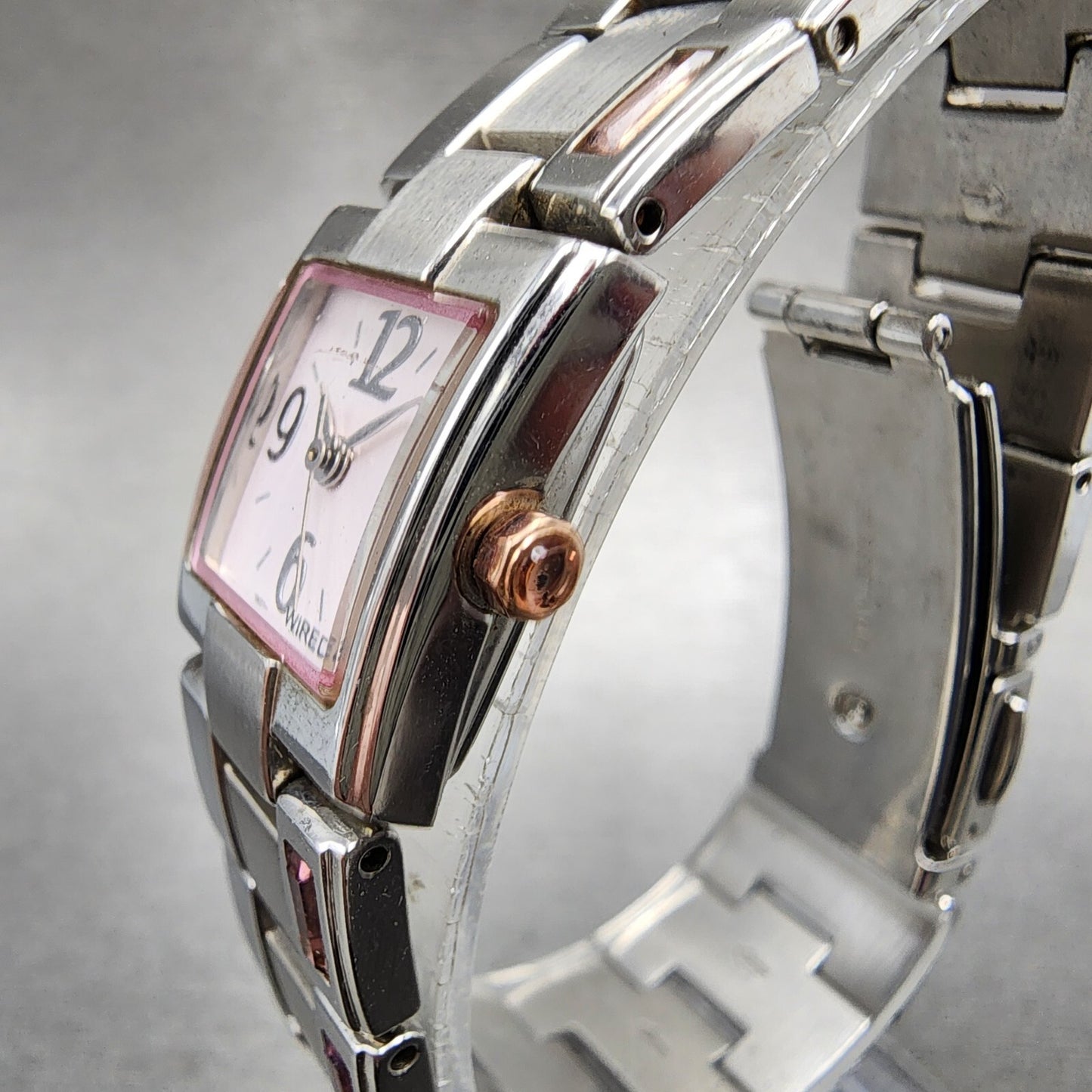 Seiko Wired Tank Watch Women 16mm White Dial Silver Tone 1n01-0fe0 New Battery