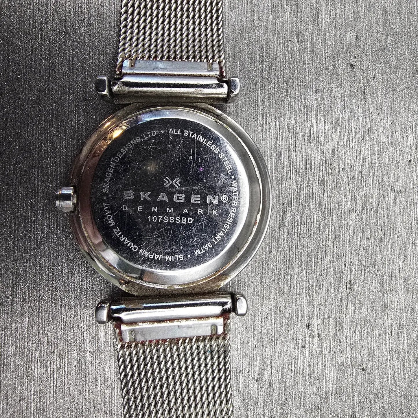 Skagen Denmark Steel Watch Women 25mm Black Dial Silver Tone 107SSSBD New Batt10
