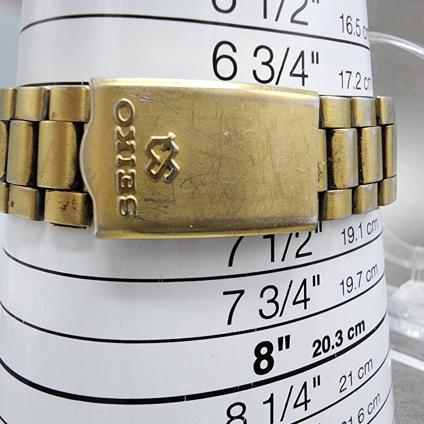 Seiko SQ Watch Men 37mm Gold Dial Gold Tone Daydate 5y23-8189 New Battery