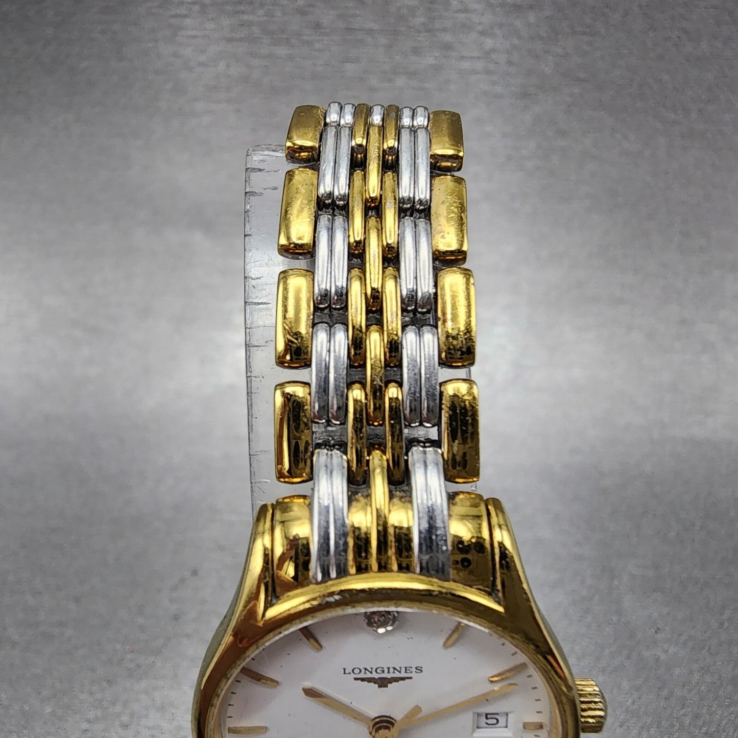 Longines Watch Women 25mm White Dial Gold Tone Date Round l4.59.2 New Battery