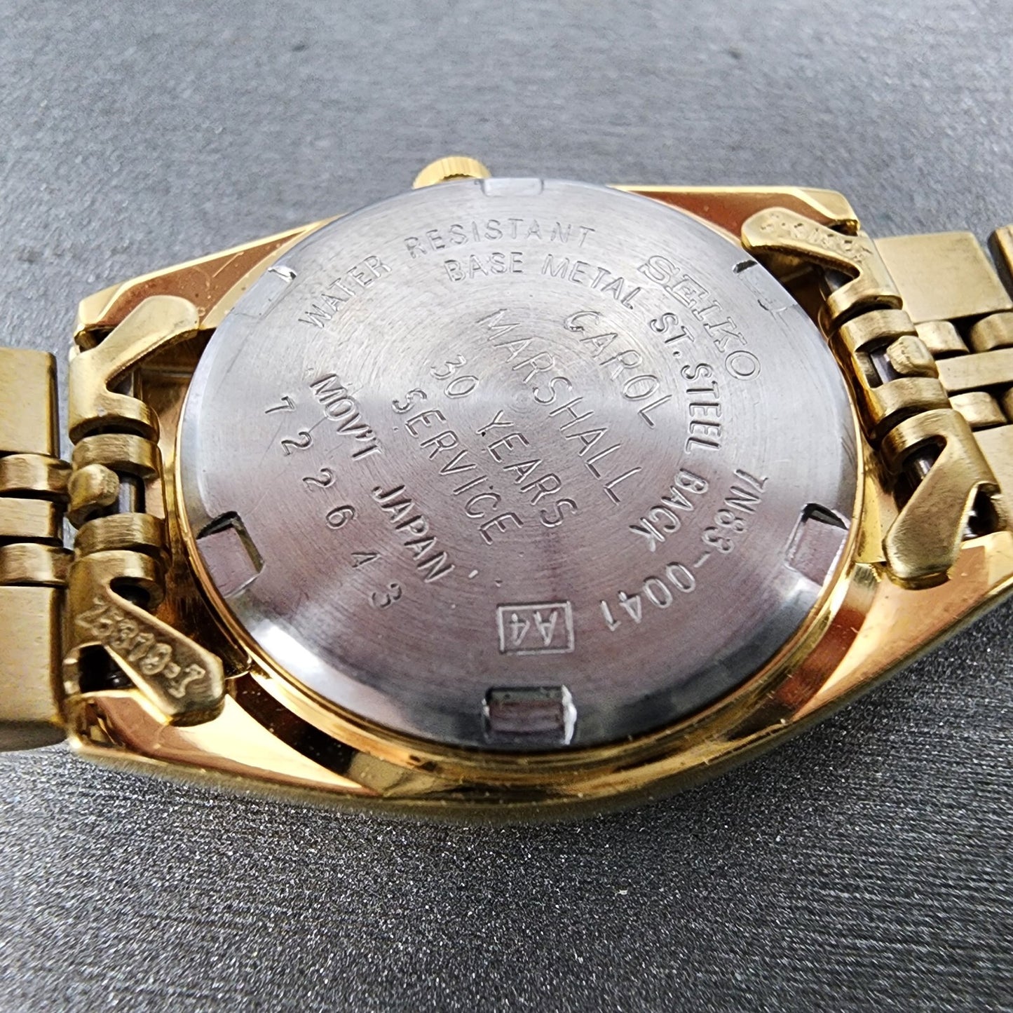 Seiko Watch Women 24mm Gold Dial Gold Tone Daydate Round 7N83-0041 Sigllum Runs
