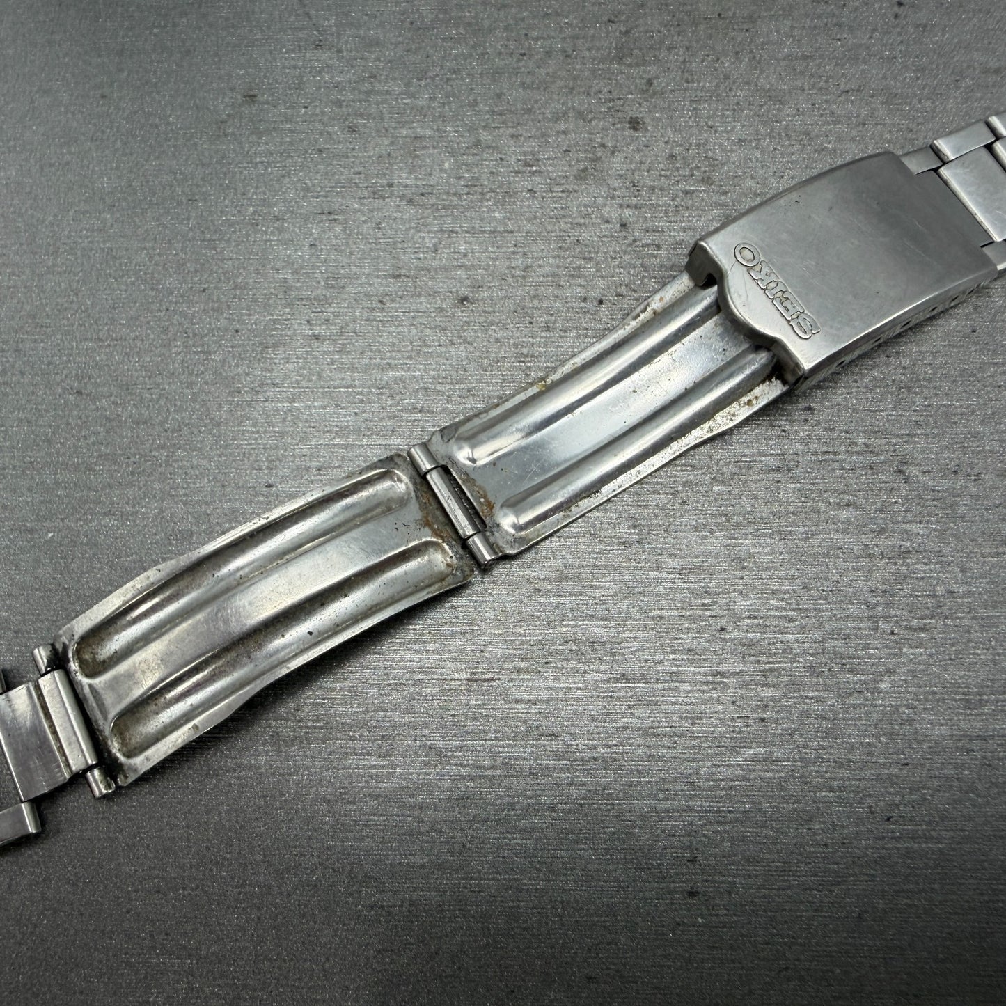 Seiko Bracelet 20mm Stainless Steel Silver Tone Tri Folding Clasp VTG Japan READ9