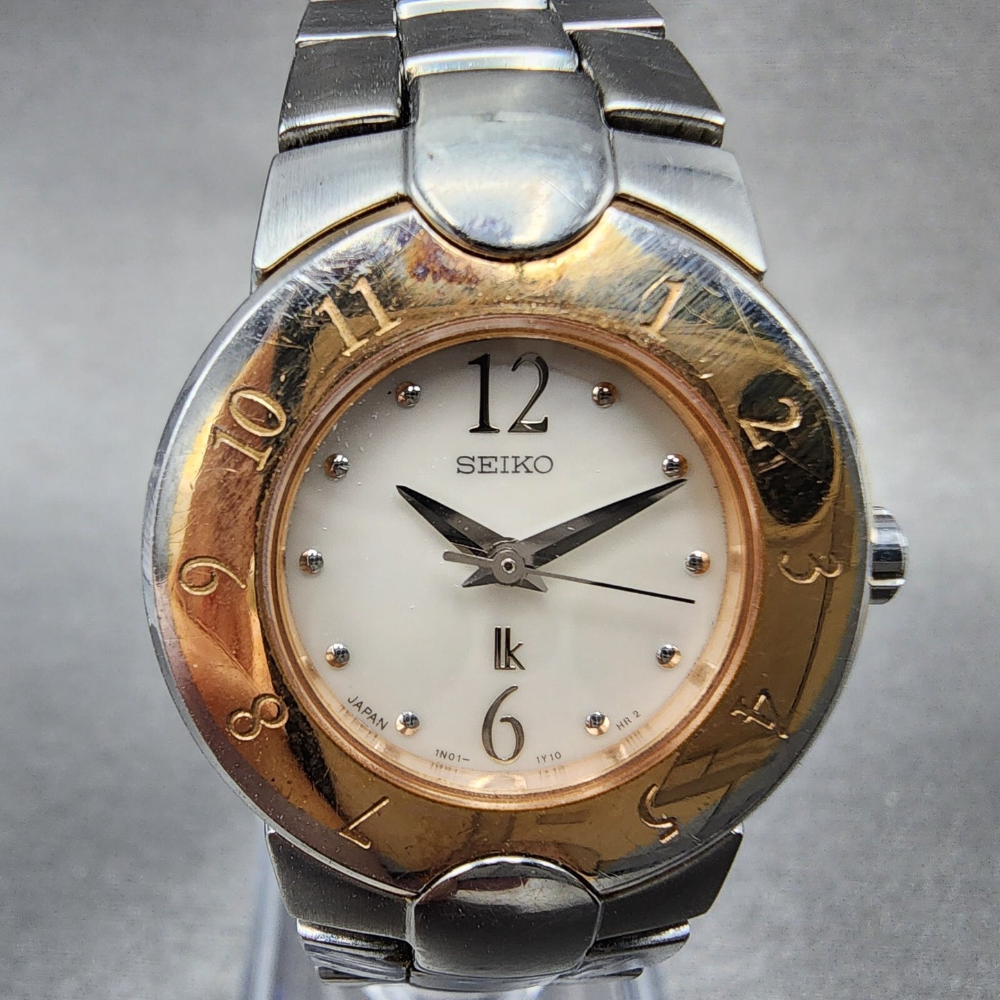 Seiko Lukia Watch Women 24mm MOP Dial Two Tone Round 1N01-0L80 New Battery