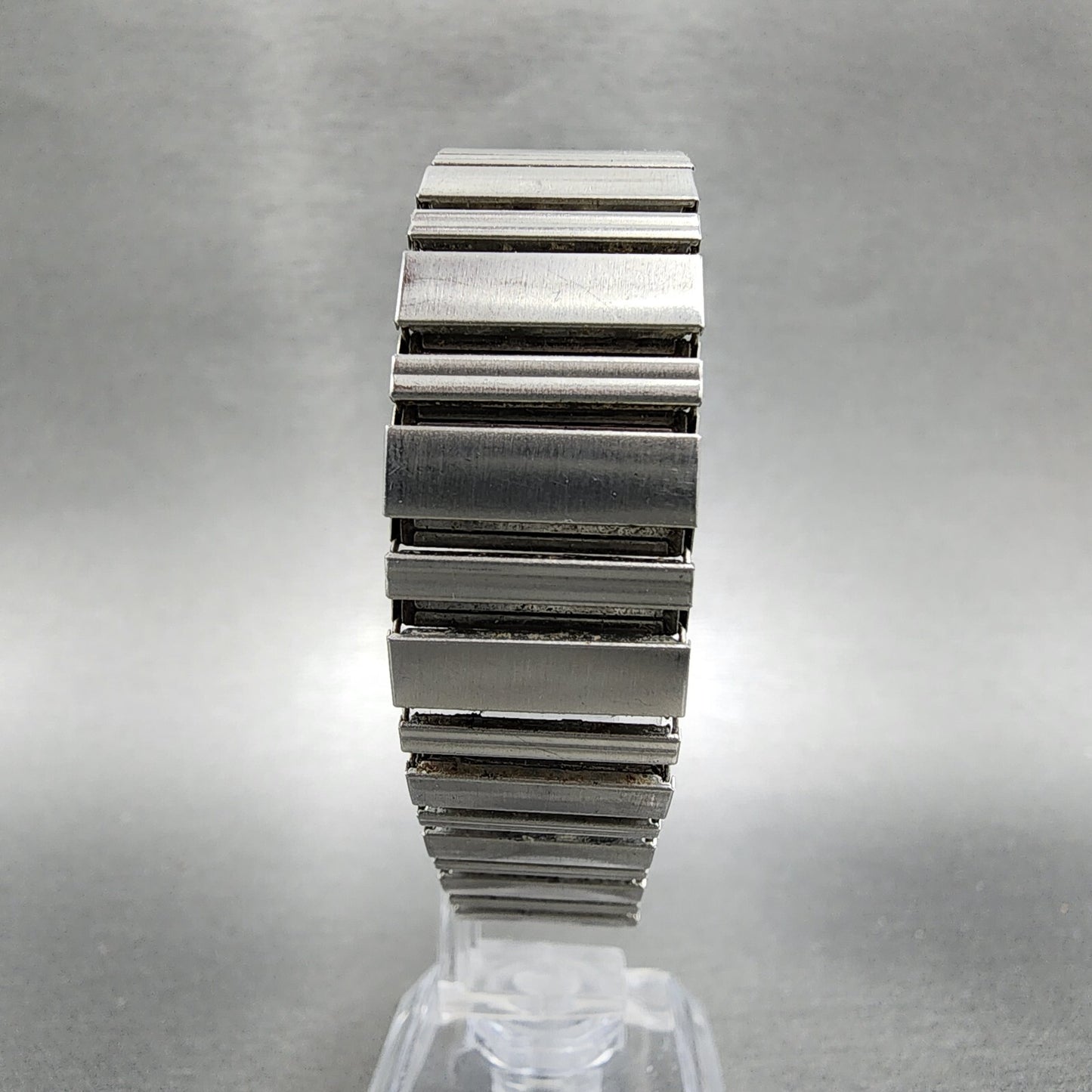 Gruen Tank Watch Women 20mm Black Dial Silver Tone Rectangle 227-2035 New Batt
