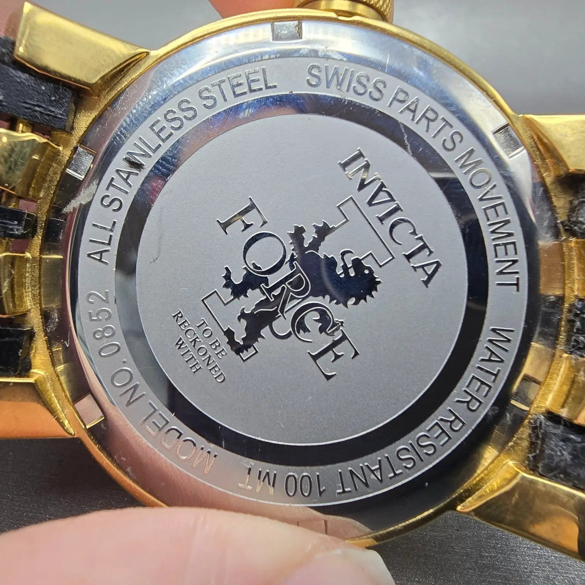 Invicta I Force Watch Men 46mm Black Dial Gold Tone Date Round 0852 New Batt12