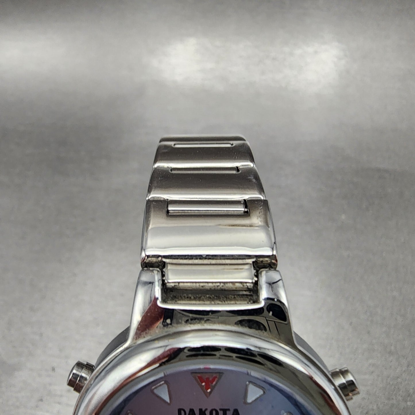Dakota Analog Digital Watch Women 32mm Blue Dial Silver Tone Alarm Chrono NewBat