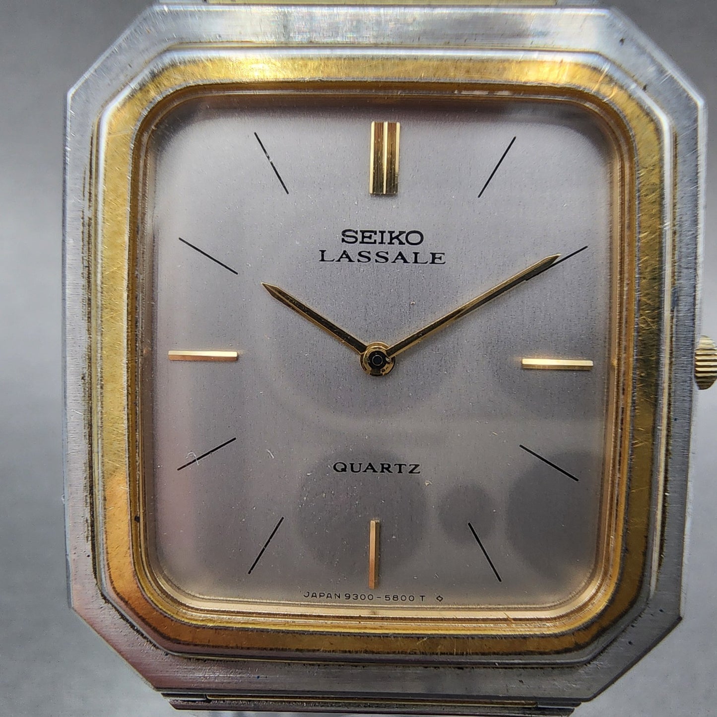 Seiko Lassale Tank Watch Men 28mm Silver Dial Two Tone 9300-5559 New Battery