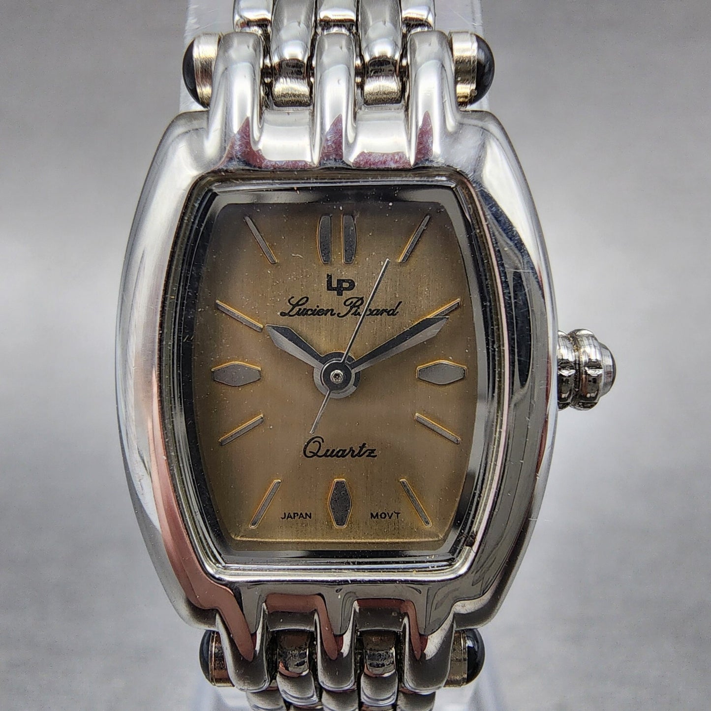 Lucien Piccard Watch Women 18mm Brown Dial Silver Tone Rectangle New Battery
