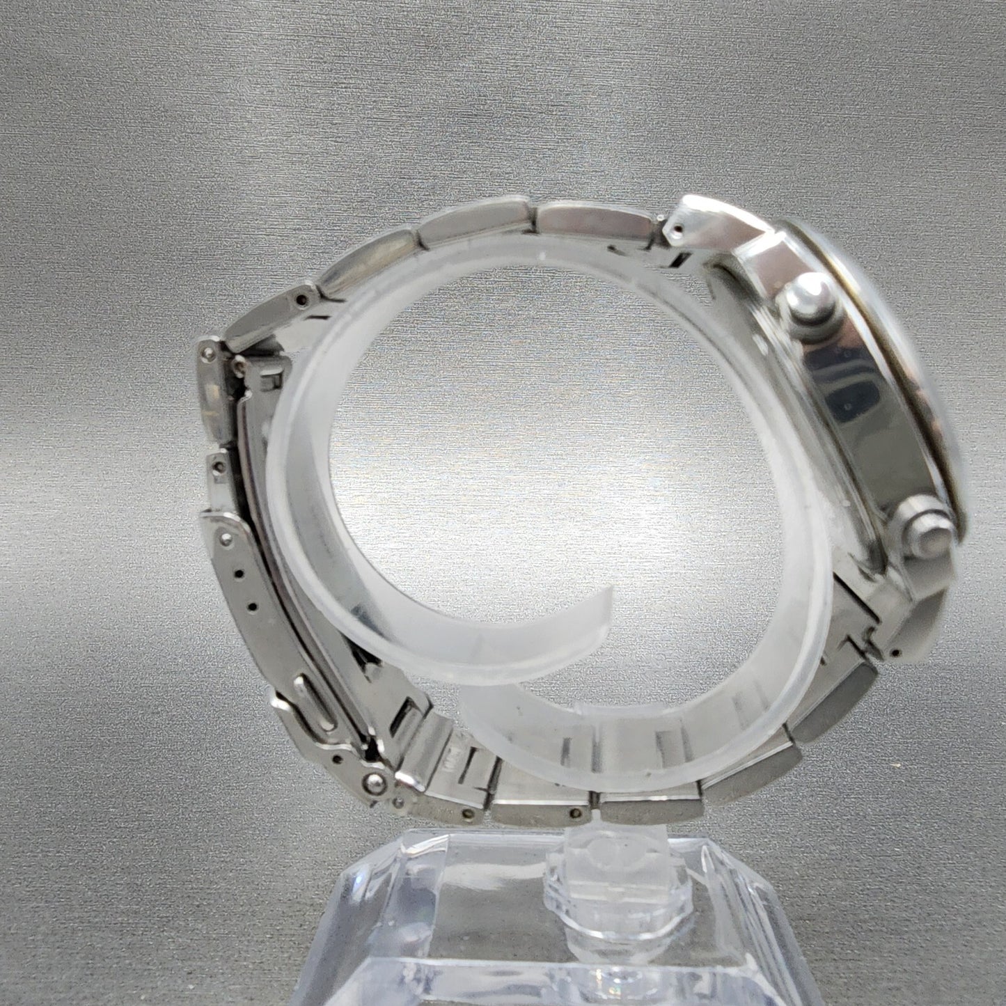 Seiko Chronograph Watch Men 38mm Gray Dial Silver Tone Date 7t32-9000 New Batt