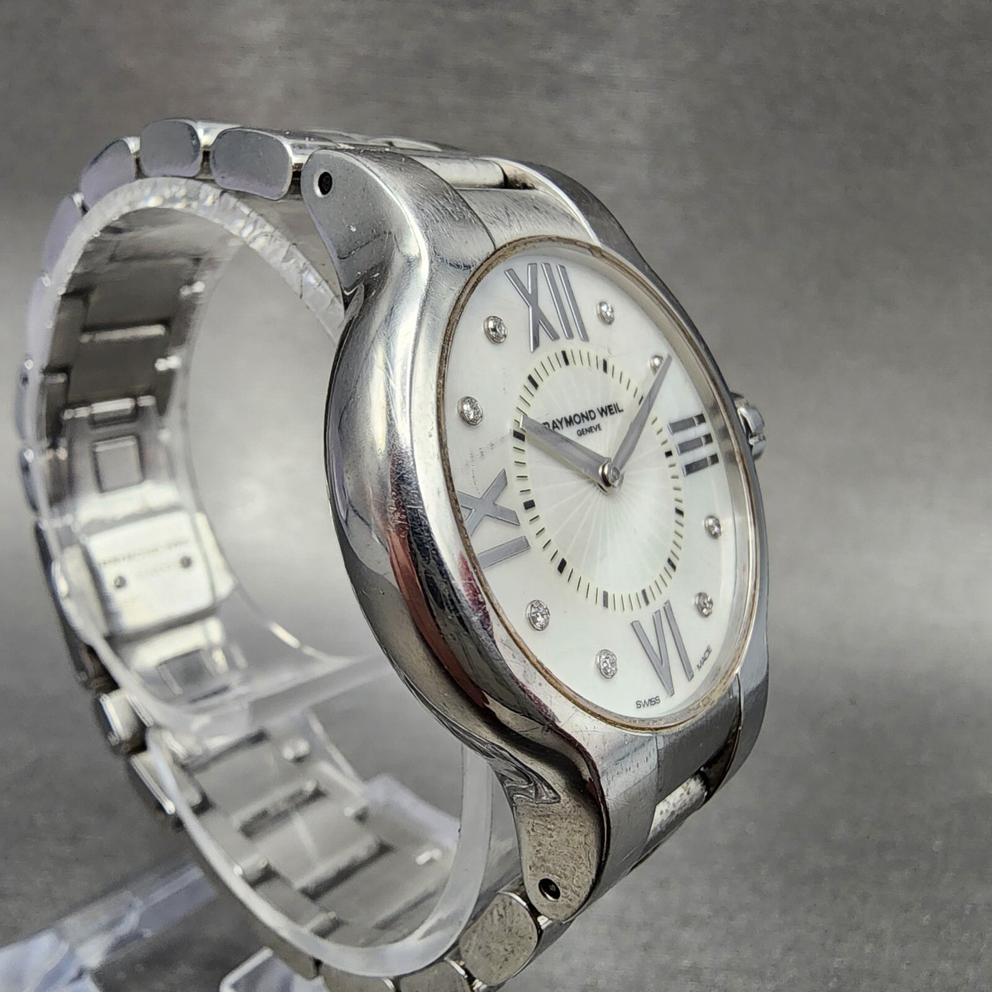 Raymond Weil Noemia Watch Women 32mm MOP Dial Steel Diamond Marker 5932 New Batt