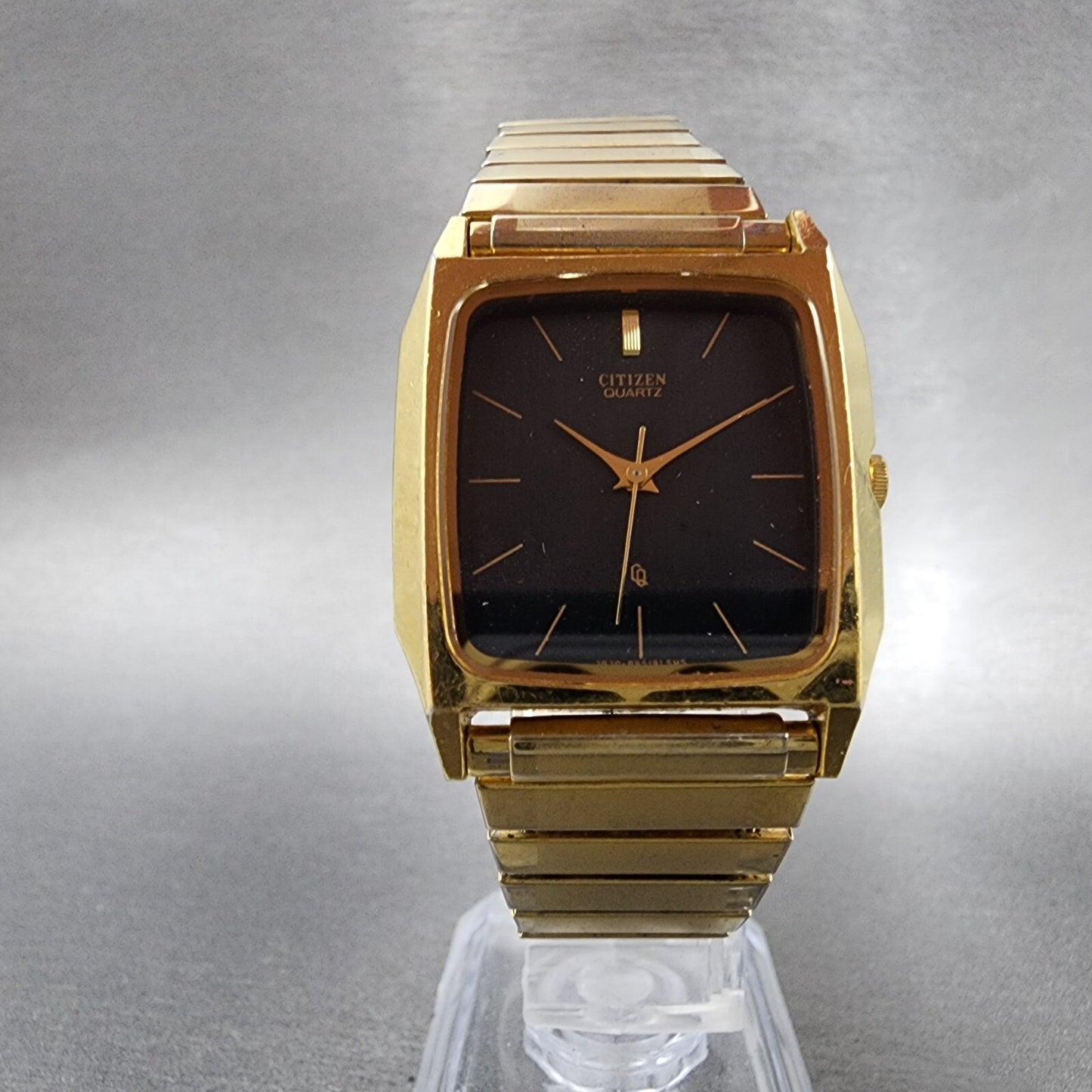 Citizen CQ Tank Watch Men 29mm Black Gold Tone Rectangle 3630-890175 PARTS