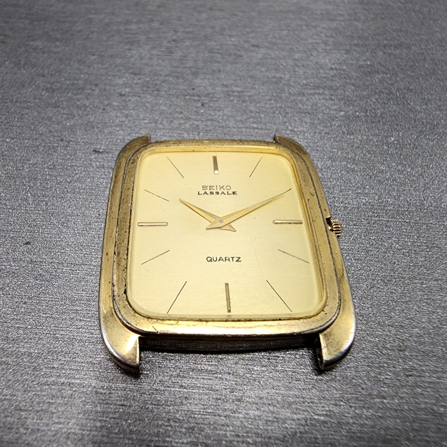 Seiko Lassale Tank Watch Women 27mm Gold Dial Gold Tone Rectangle New Battery