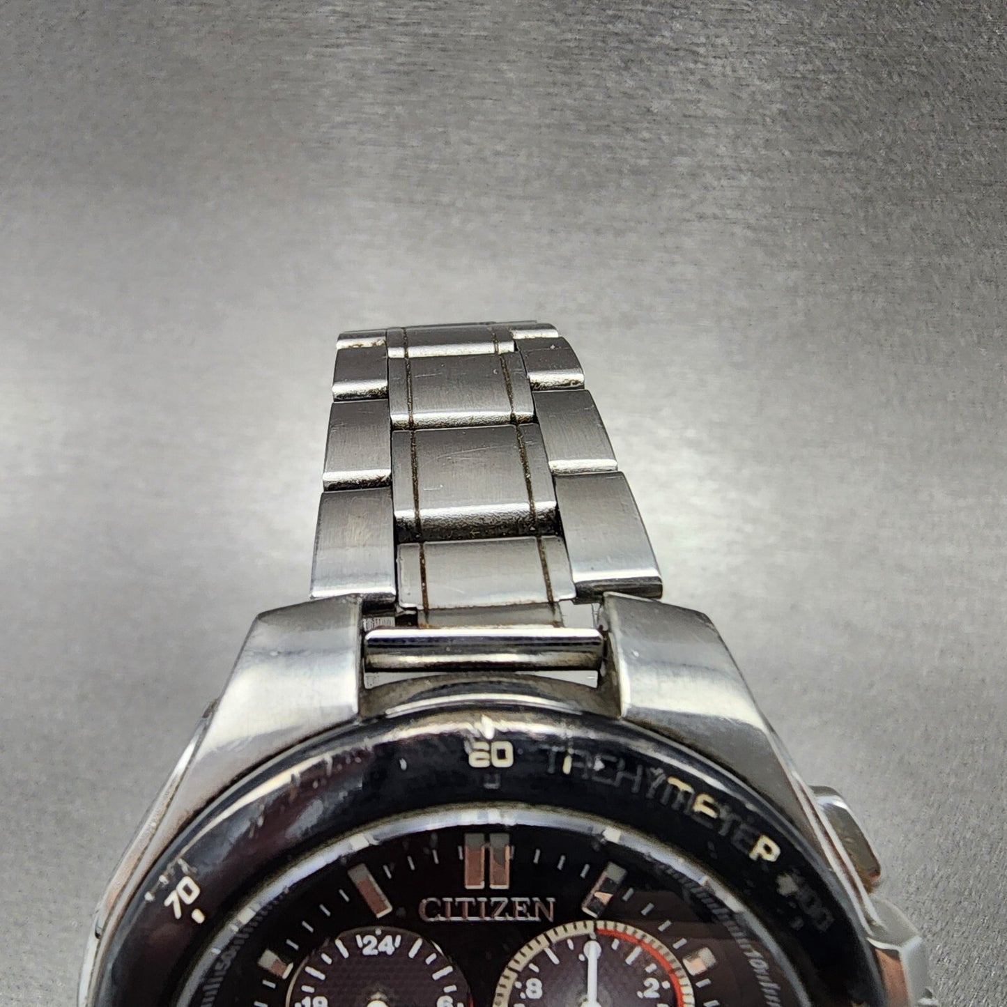 Citizen Eco-Drive Chronograph Watch Men 47mm Black Dial Steel Date Round Runs