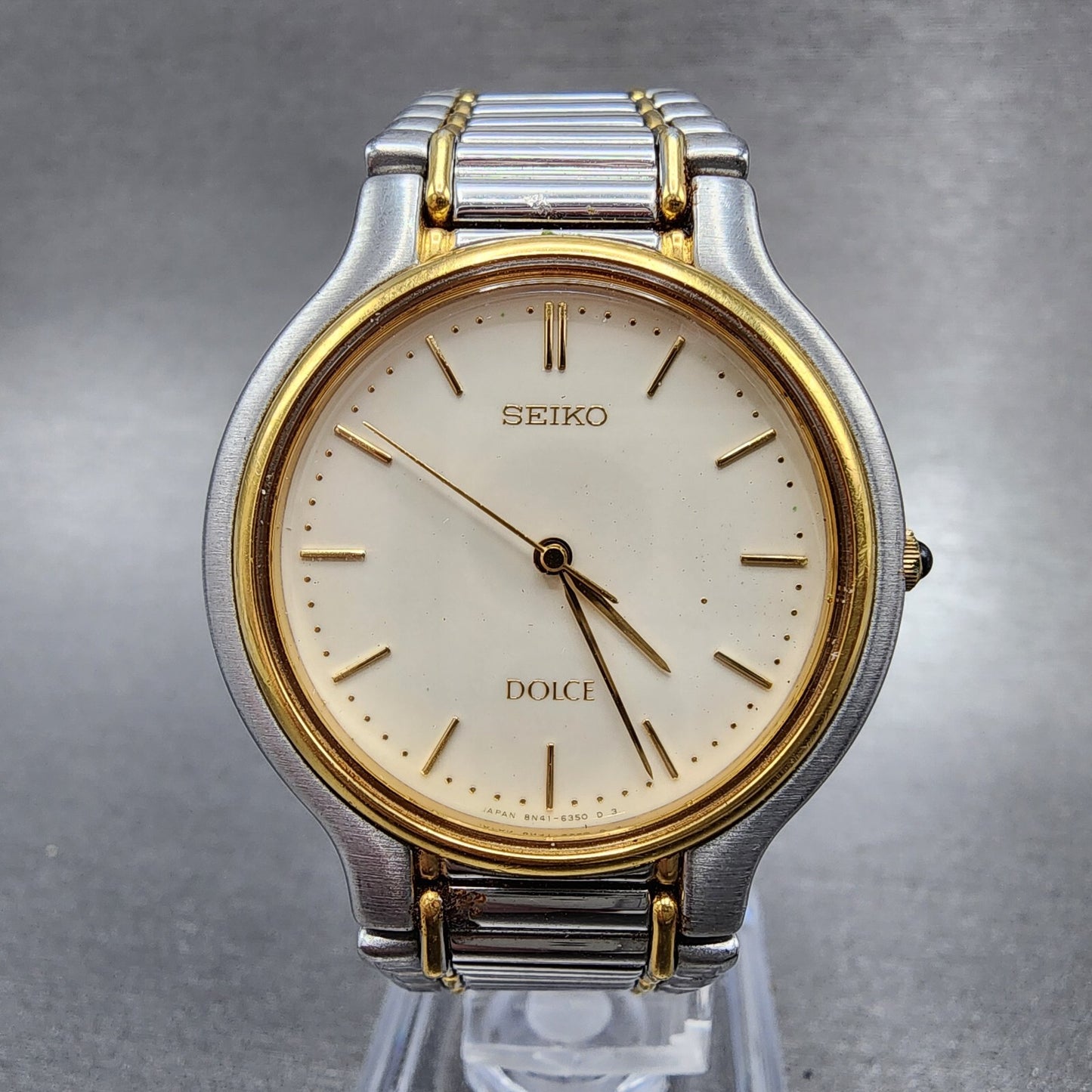 Seiko Dolce Watch Men 32mm Cream Dial Two Tone 8n41-6230 New Battery READ!