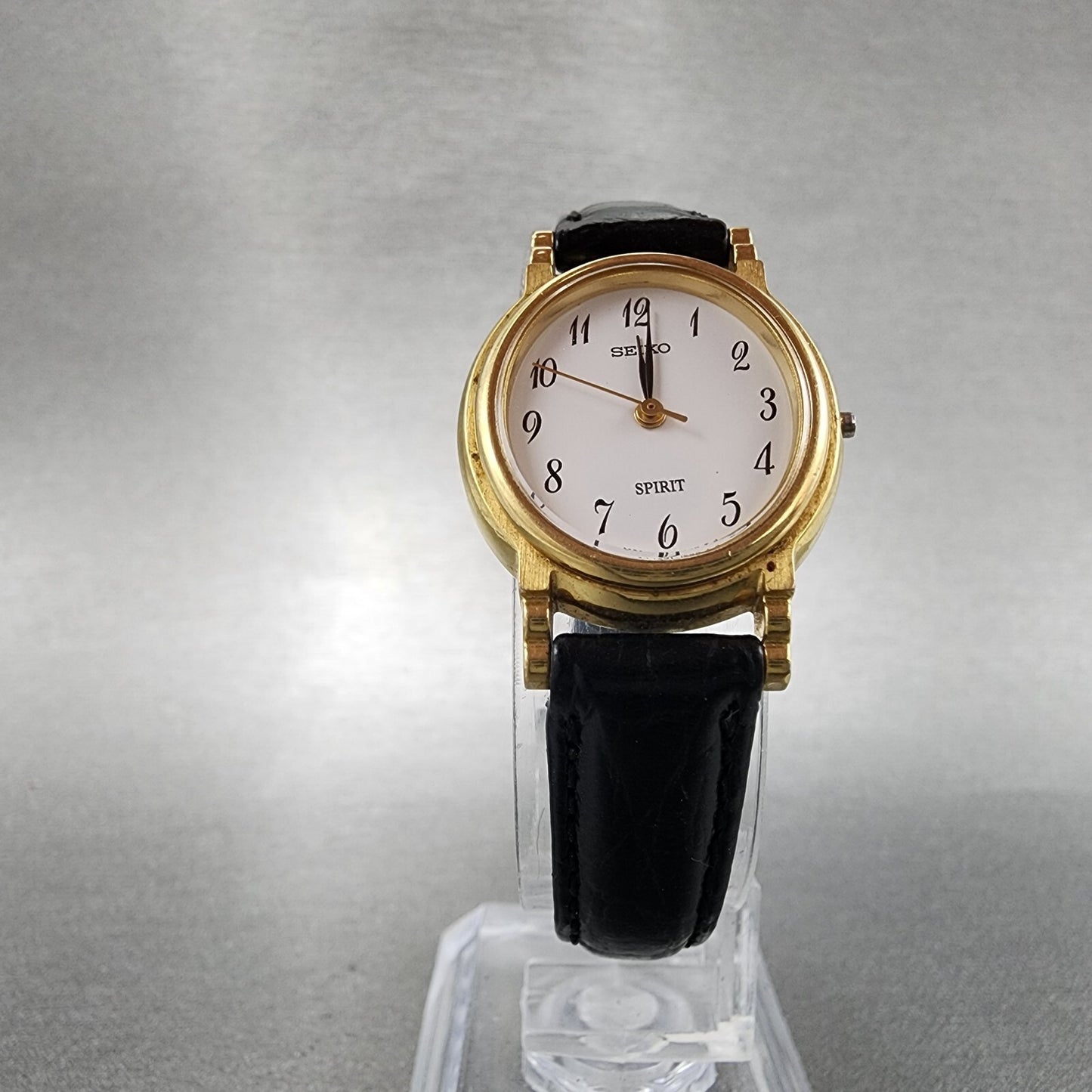 Seiko Spirit Watch Women 22mm White Dial Gold Tone 1f21-5b50 New Battery READ!!!