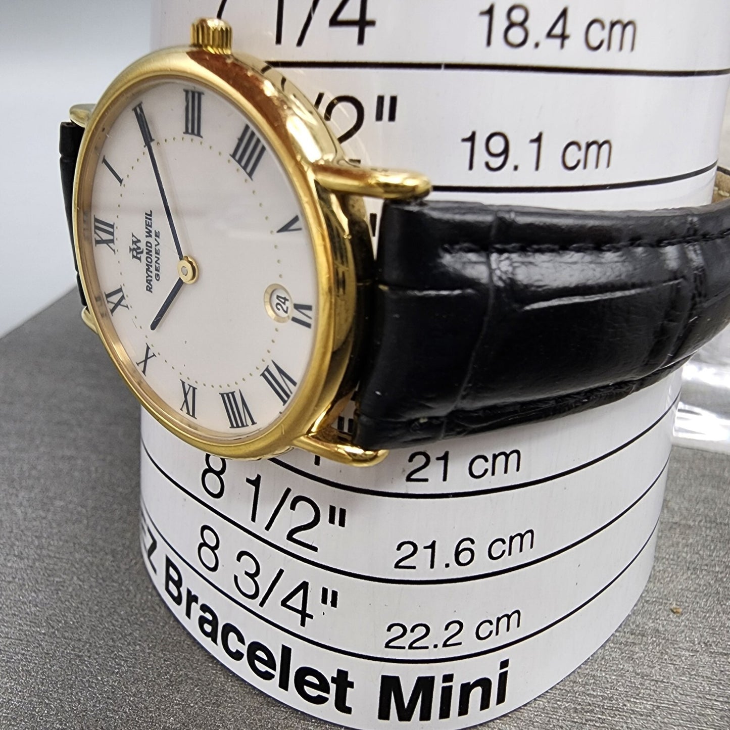 Raymond Weil Watch Men 32mm White Dial Gold Plated Date Round 91242 New Battery10