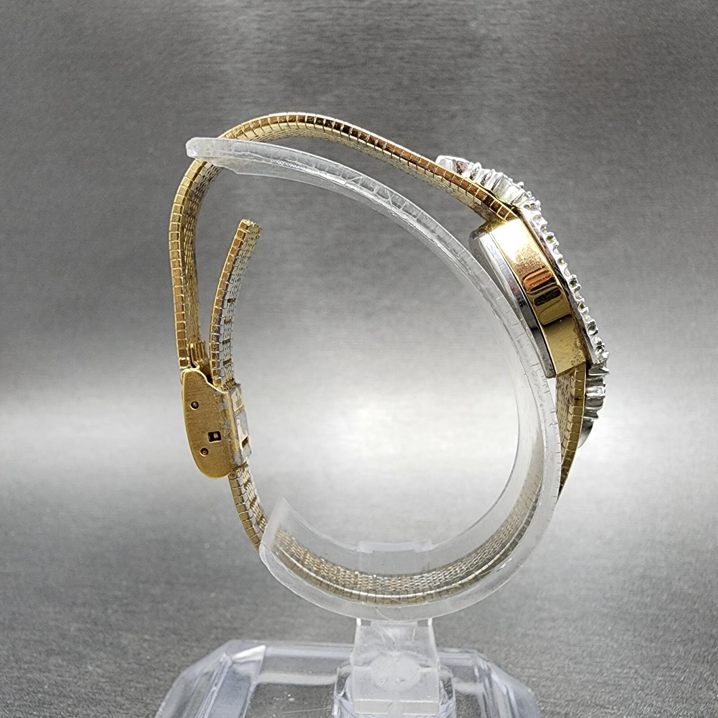Lucien Piccard Dufonte Watch Women 16mm Champagne Dial Gold Tone Sapphire Bezel