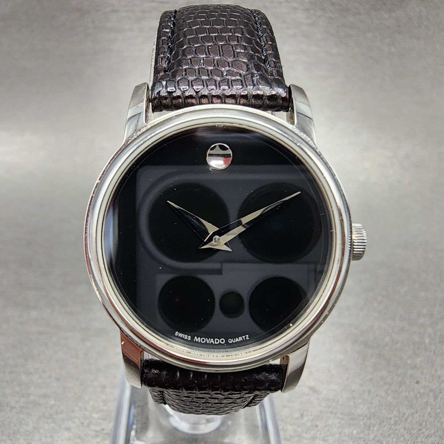 Movado Museum Watch Women 27mm Black Dial Stainless Steel Round New Battery