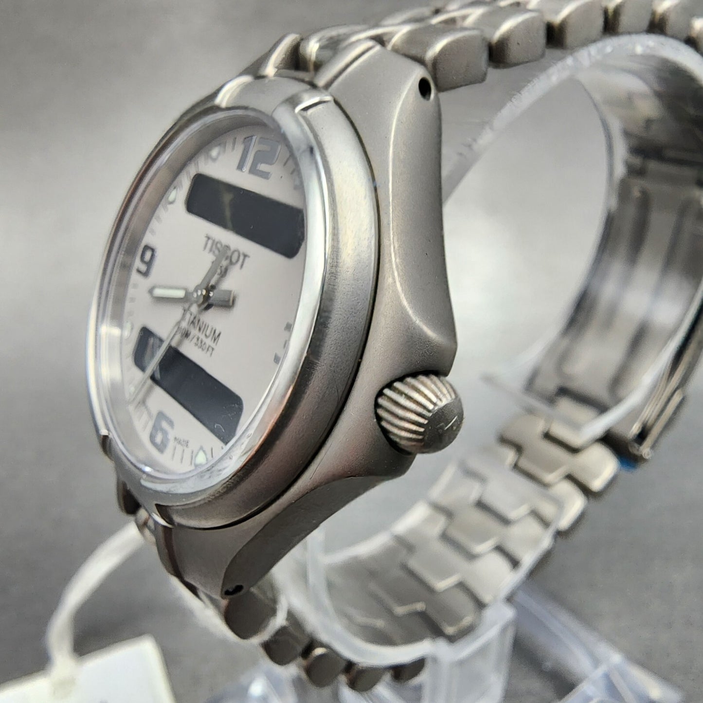 Tissot Analog Digtial Watch Women 33mm Gray Dial Titanium T650P PARTS