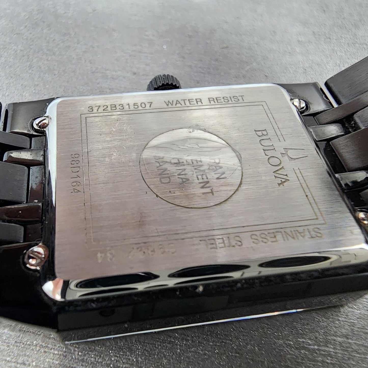 Bulova Quadra Watch Men 31mm Black Dial Black Tone Octagon 98D164 Bracelet B1234