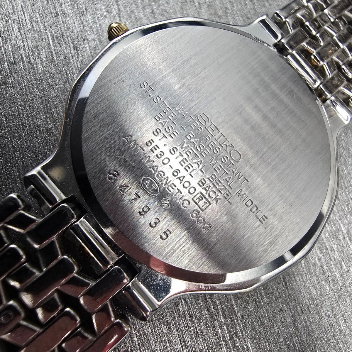 Seiko Dolce Watch Men 32mm Silver Dial Two Tone Round 5E30-6A00 New Battery10