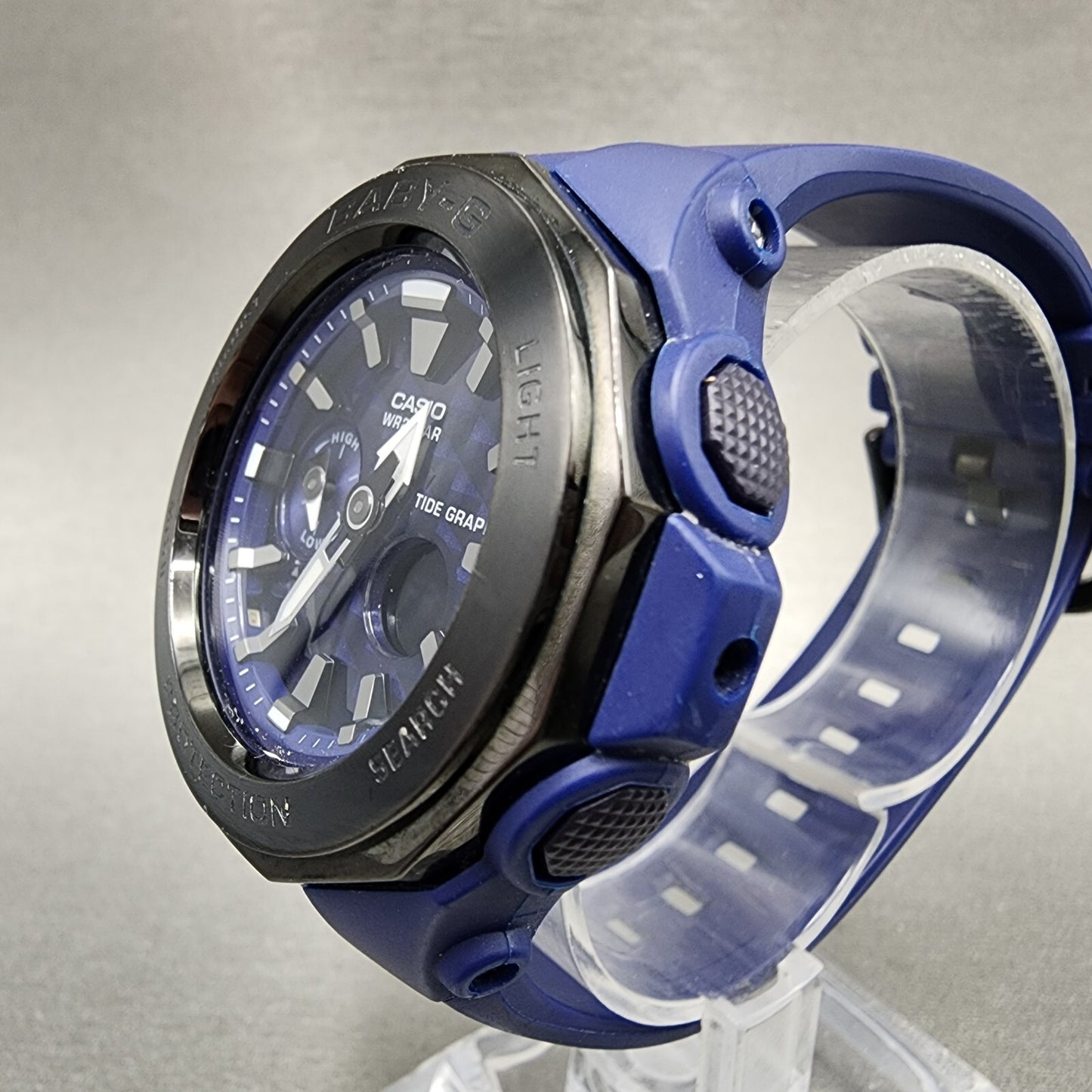 Casio Baby-G BGA-225G Watch Women 45mm Blue Tone Analog Digital Round New Batt