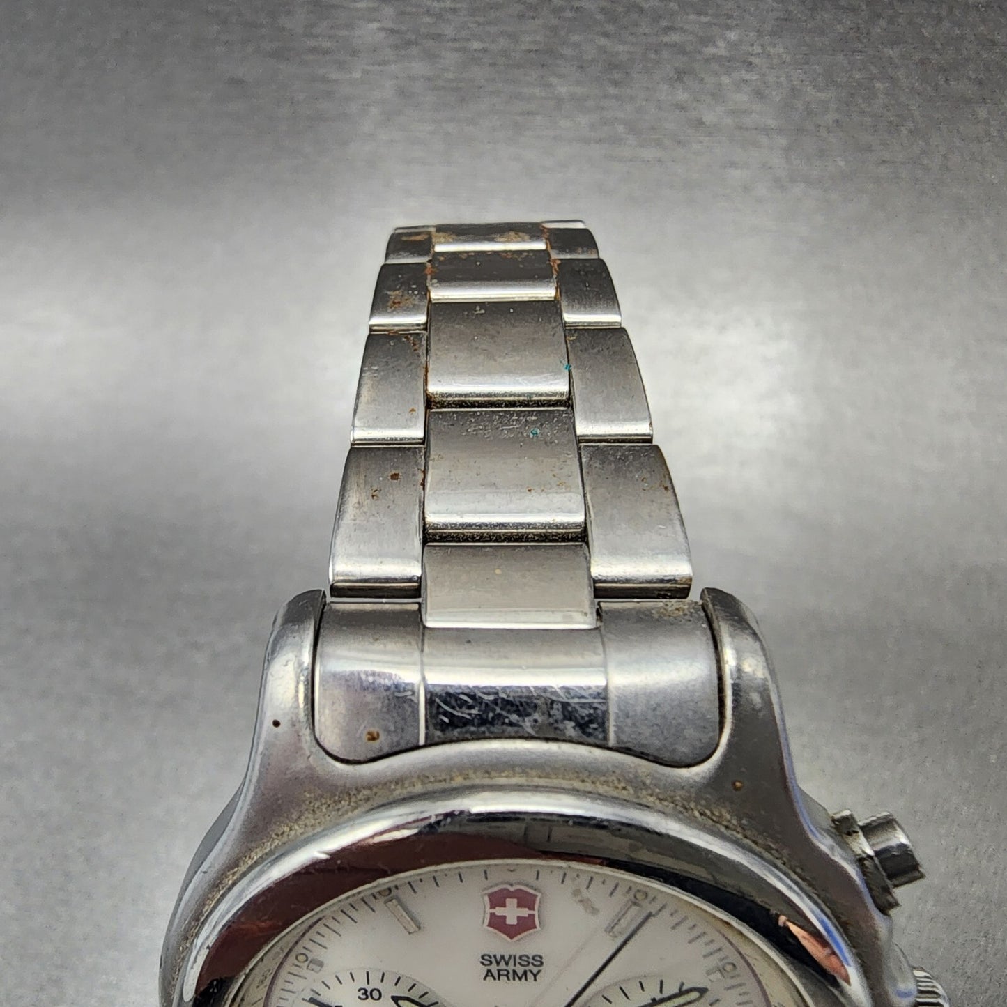Victorinox Swiss Army Classic Chronograph Watch Men 40mm White Dial Steel READ!!