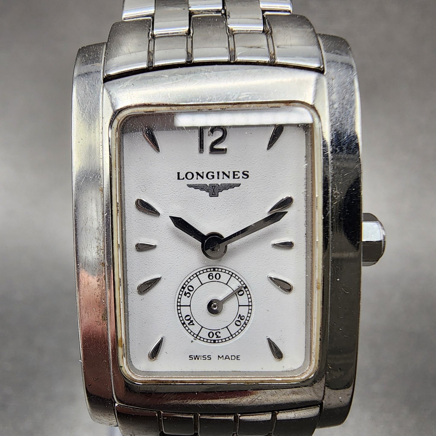 Longines Dolce Vita tank Watch Women 20mm White Dial Steel Rectangle New Battery