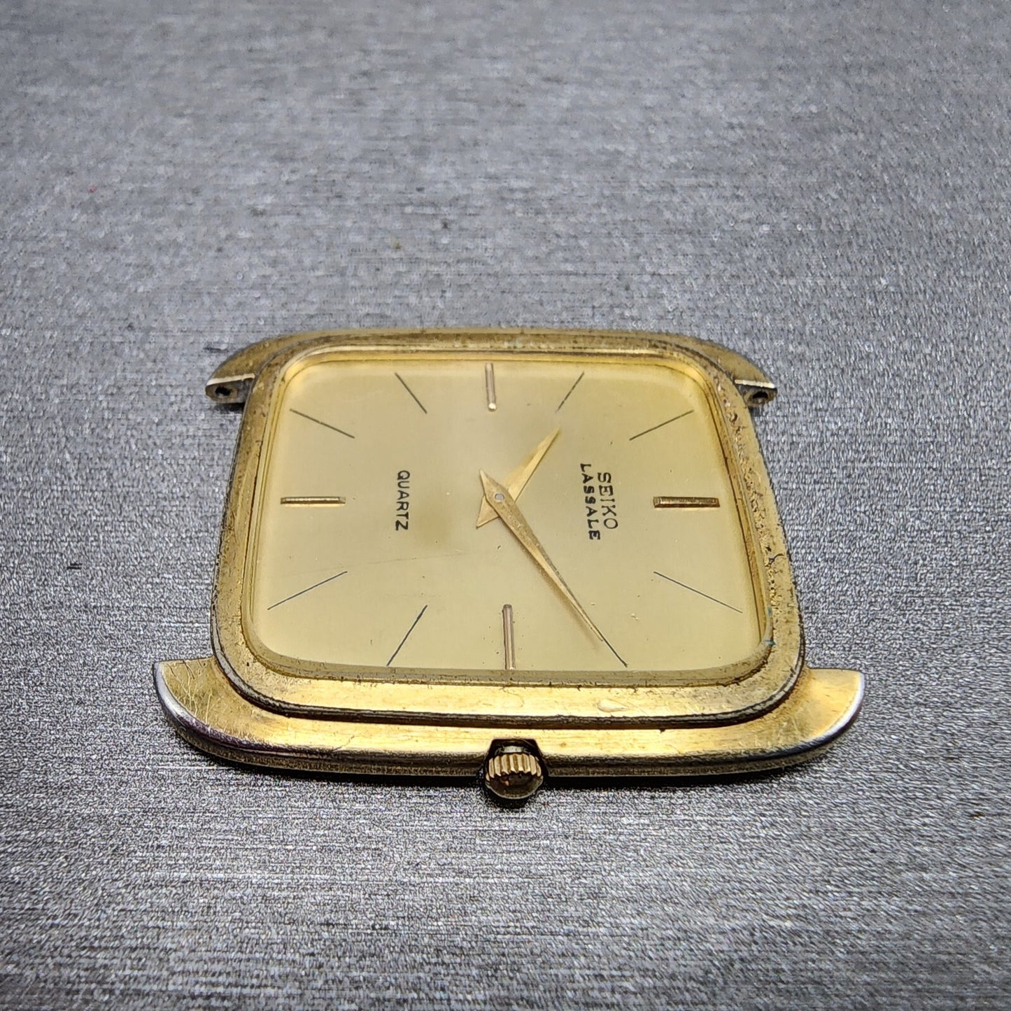 Seiko Lassale Tank Watch Women 27mm Gold Dial Gold Tone Rectangle New Battery