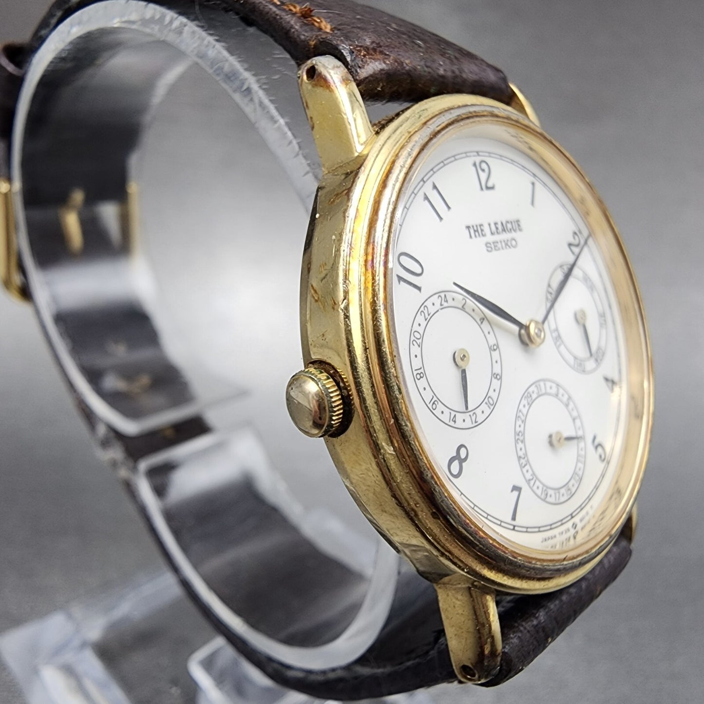 Seiko The League Watch Men 32mm White Dial Gold Tone Daydate Round New Battery