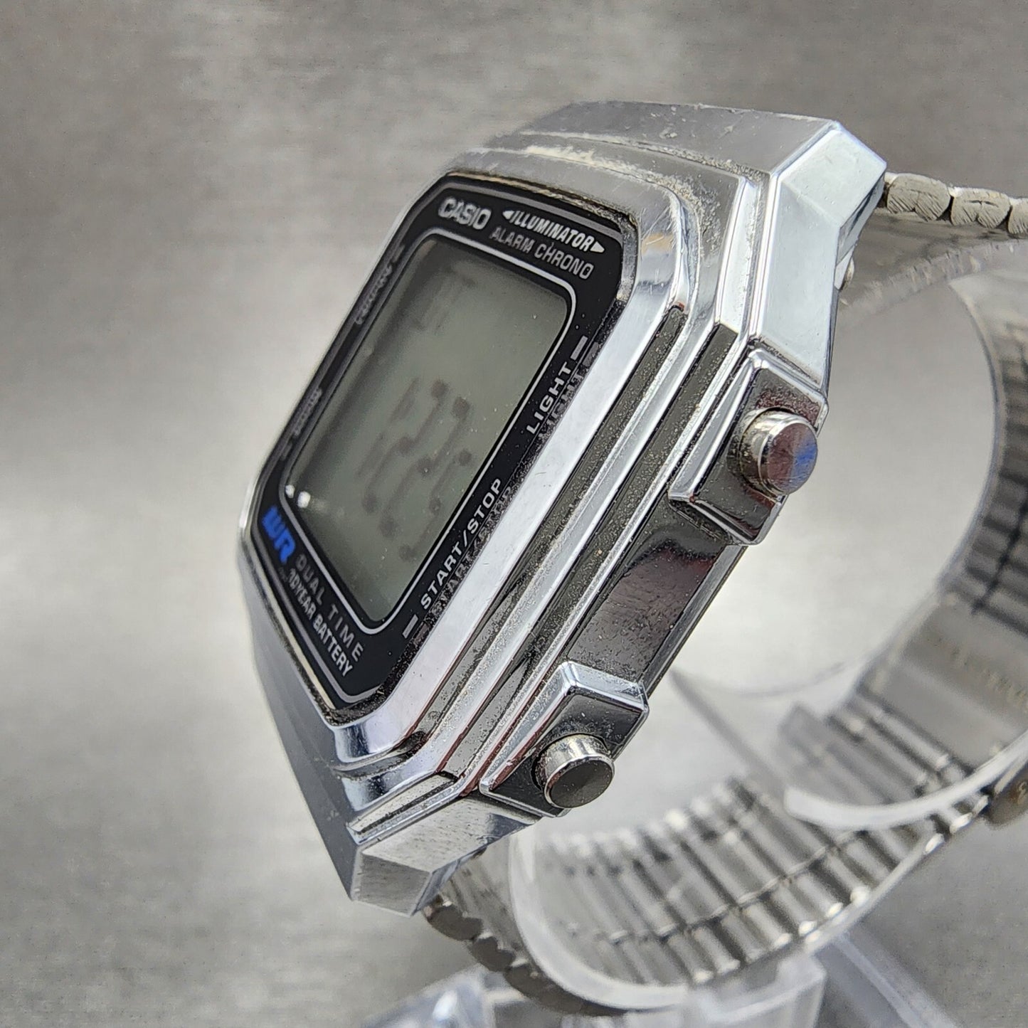 Casio A178W Watch Men 34mm Digital Silver Tone Alarm Chrono Illuminator New Batt