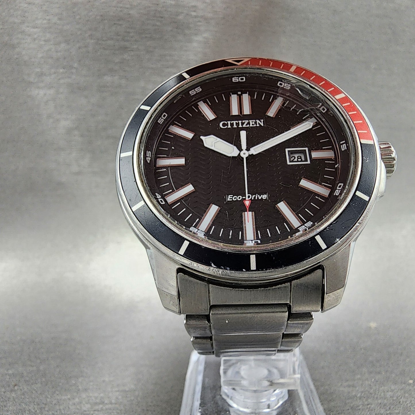 Citizen Eco-drive Dive Watch Men 46mm Black Dial Steel Date Works AW1528-75E
