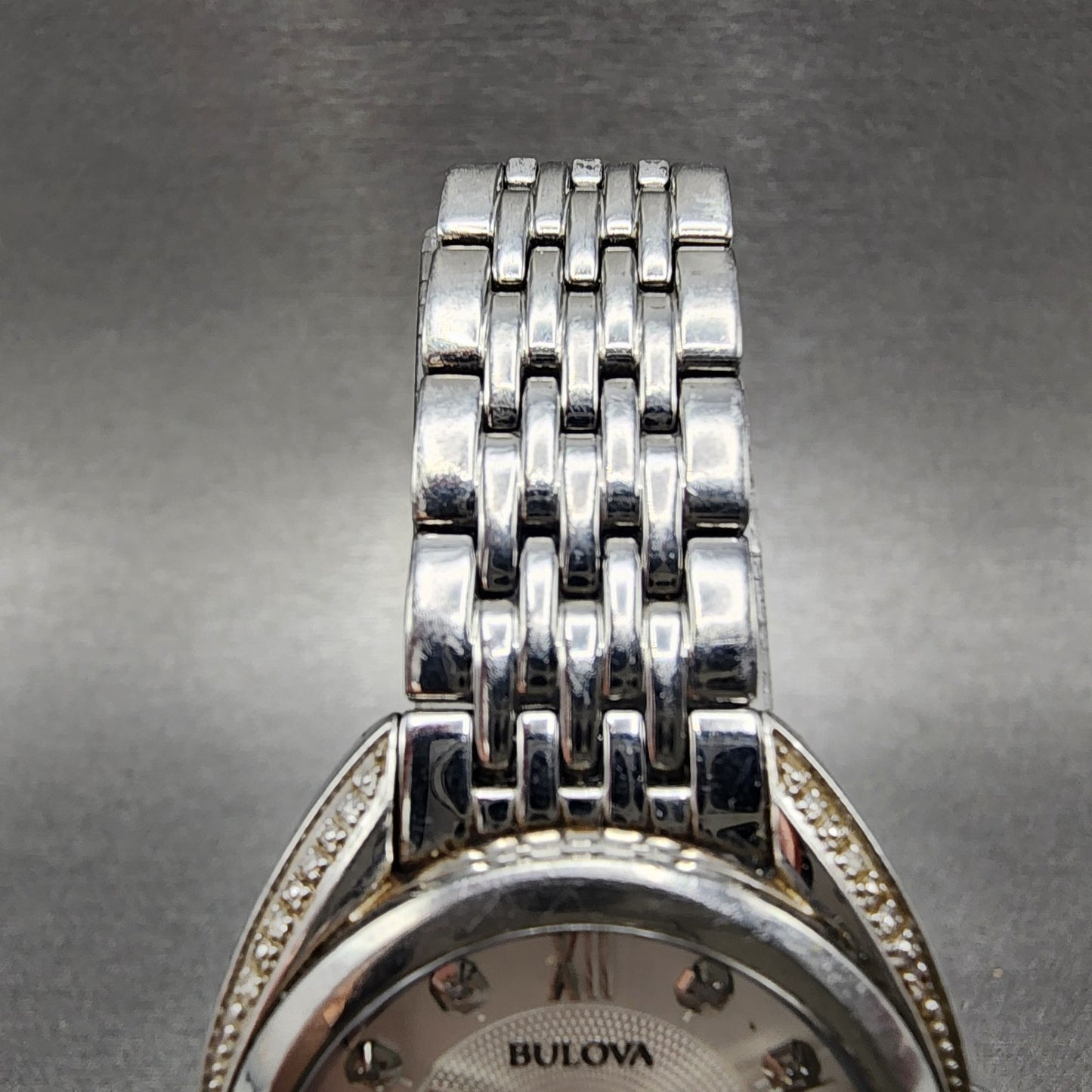 Bulova Diamond Watch Women 30mm Silver Dial Silver Tone 96R212 New Battery