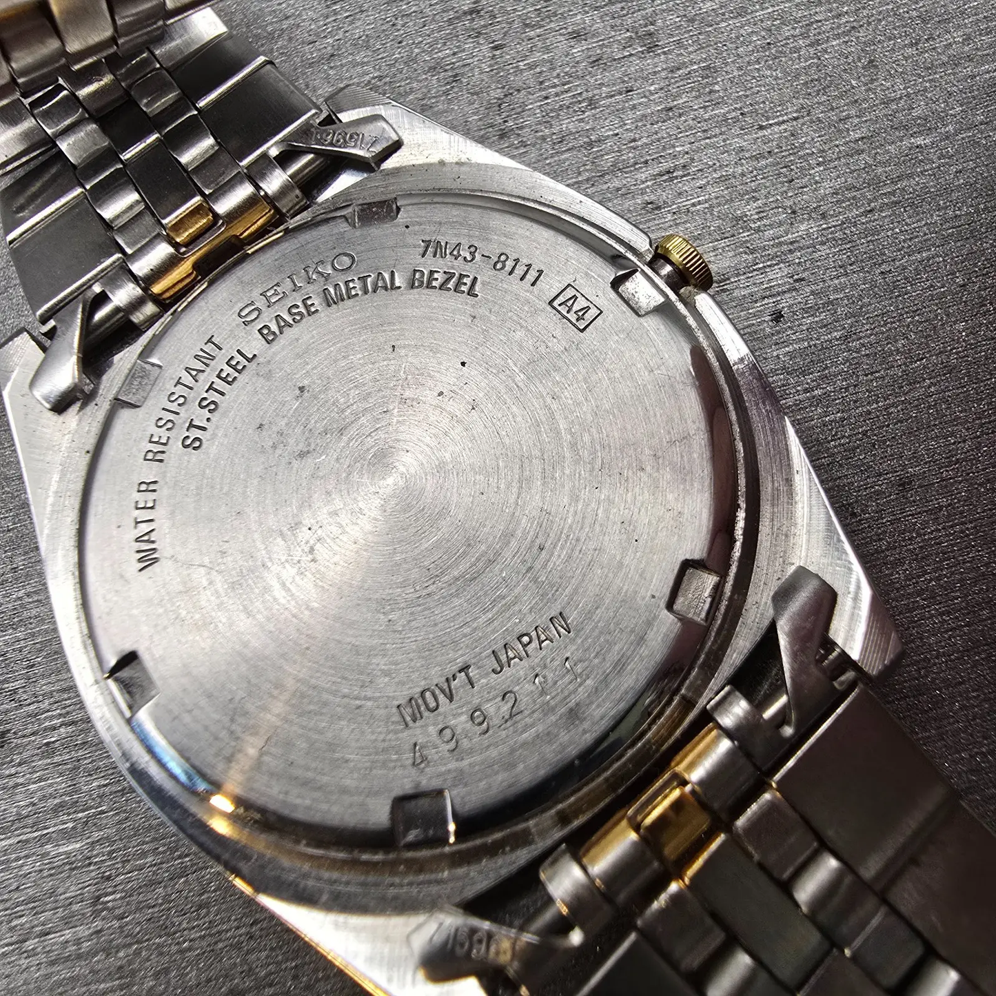 Seiko President Watch Men 35mm Silver Dial Two Tone Daydate 7N43-8111 New Batt10