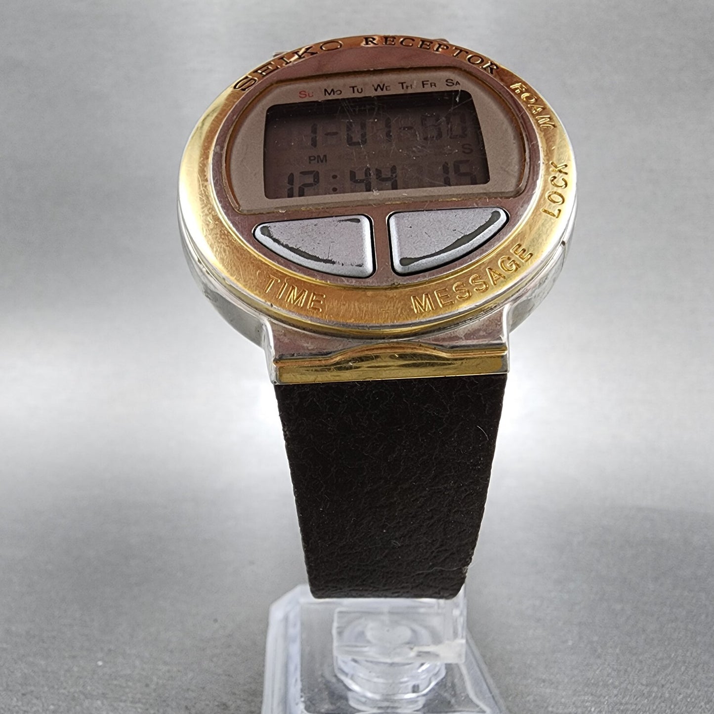 Seiko Receptor Watch Men 43m Digital Two Tone Ma51-4a10 New Battery
