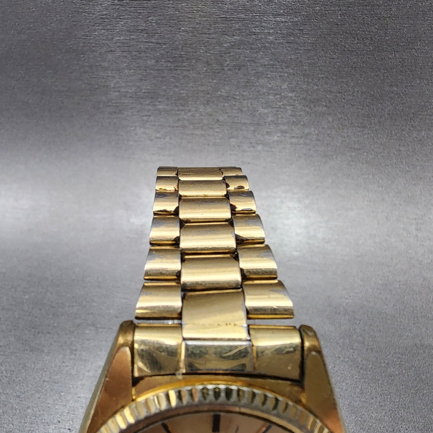 Seiko SQ President Watch Men 36mm Gold Dial Gold Plated Daydate Round NewBat C89