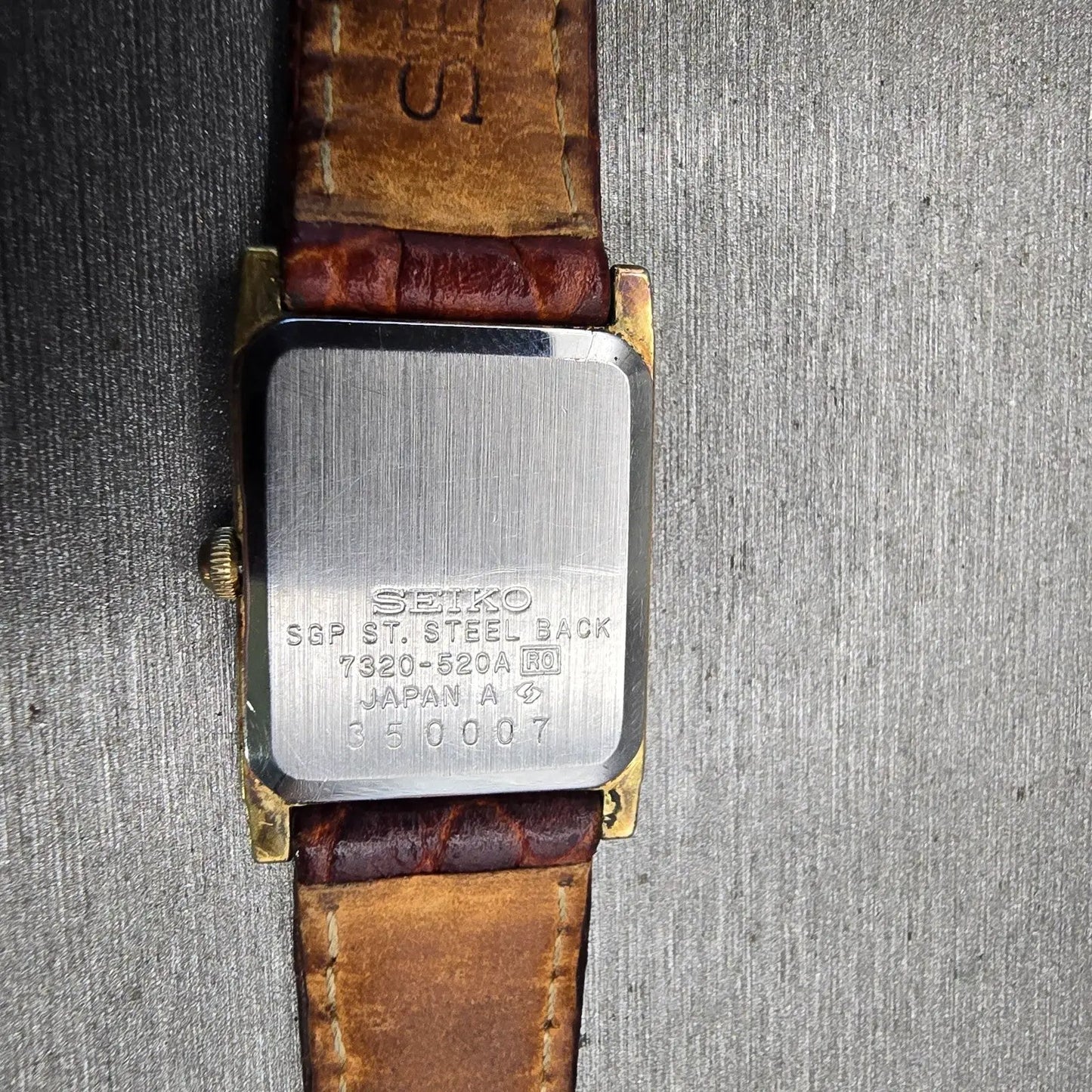 Seiko Watch Women 17mm White Dial Two Tone Rectangle 7320-520A New Battery VTG10