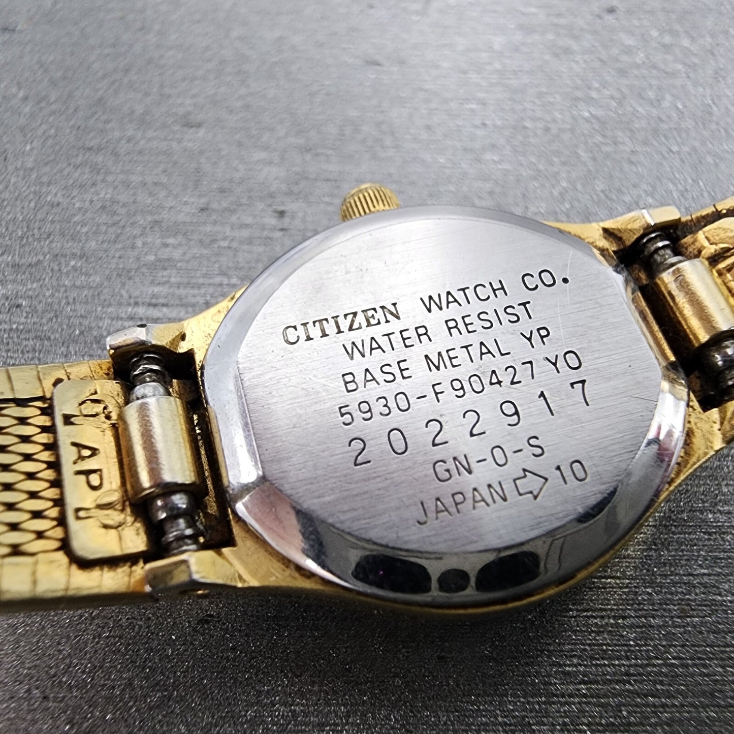 Citizen watch Women 18mm Champagne Dial Gold Tone 5930-F90427 New Battery