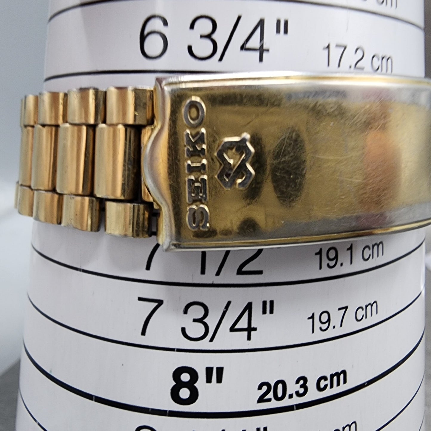 Seiko SQ President Watch Men 36mm Gold Dial Gold Plated Daydate Round NewBat C89