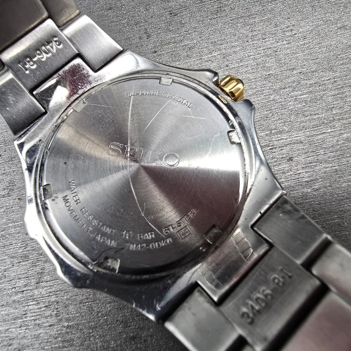 Seiko Coutura Watch Men 39mm White Dial Two Tone Date Gemmed 7N42-0DK0 New Batt10