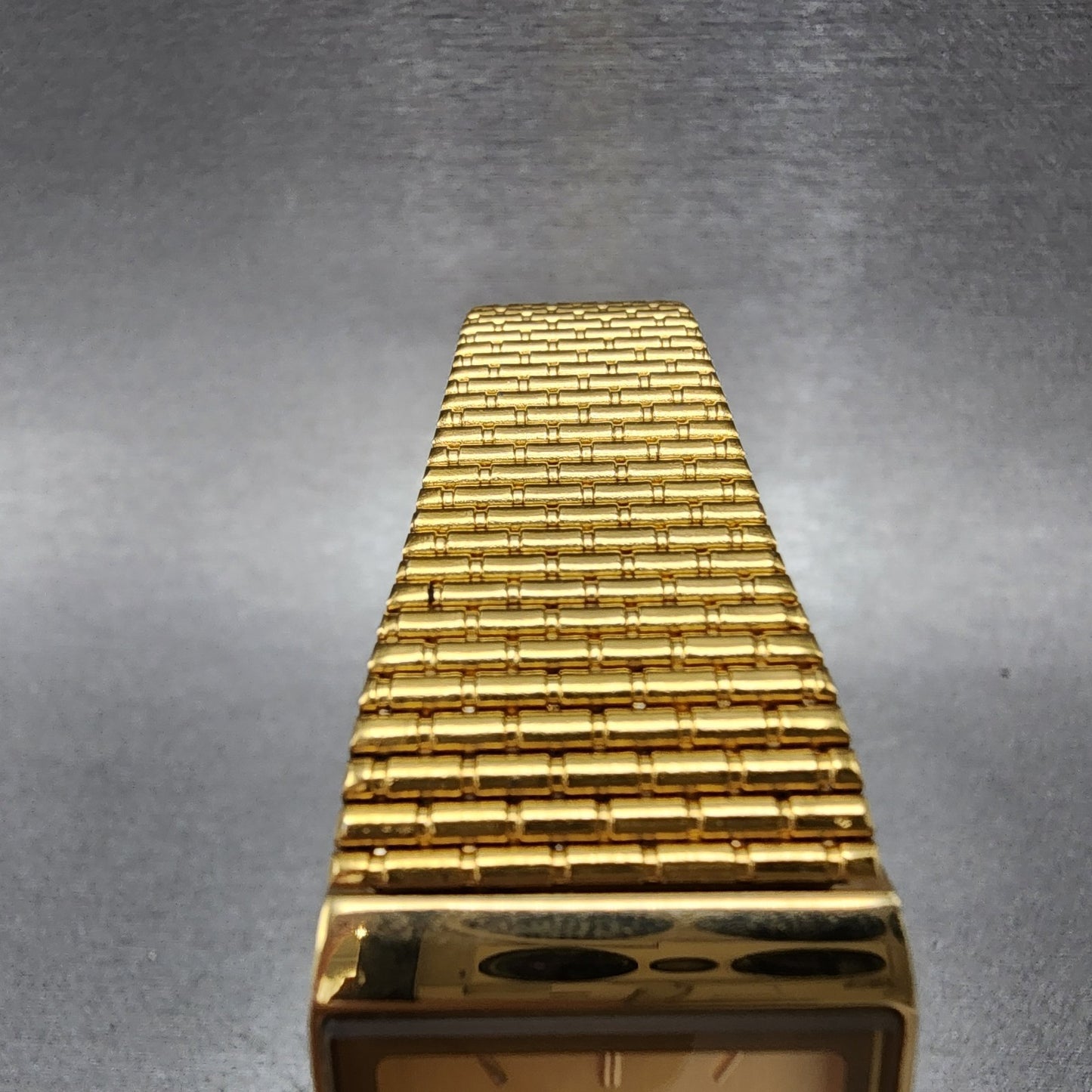 Seiko Tank Watch Men 23mm Champagne Dial Gold Tone 5y91-5049 New Battery