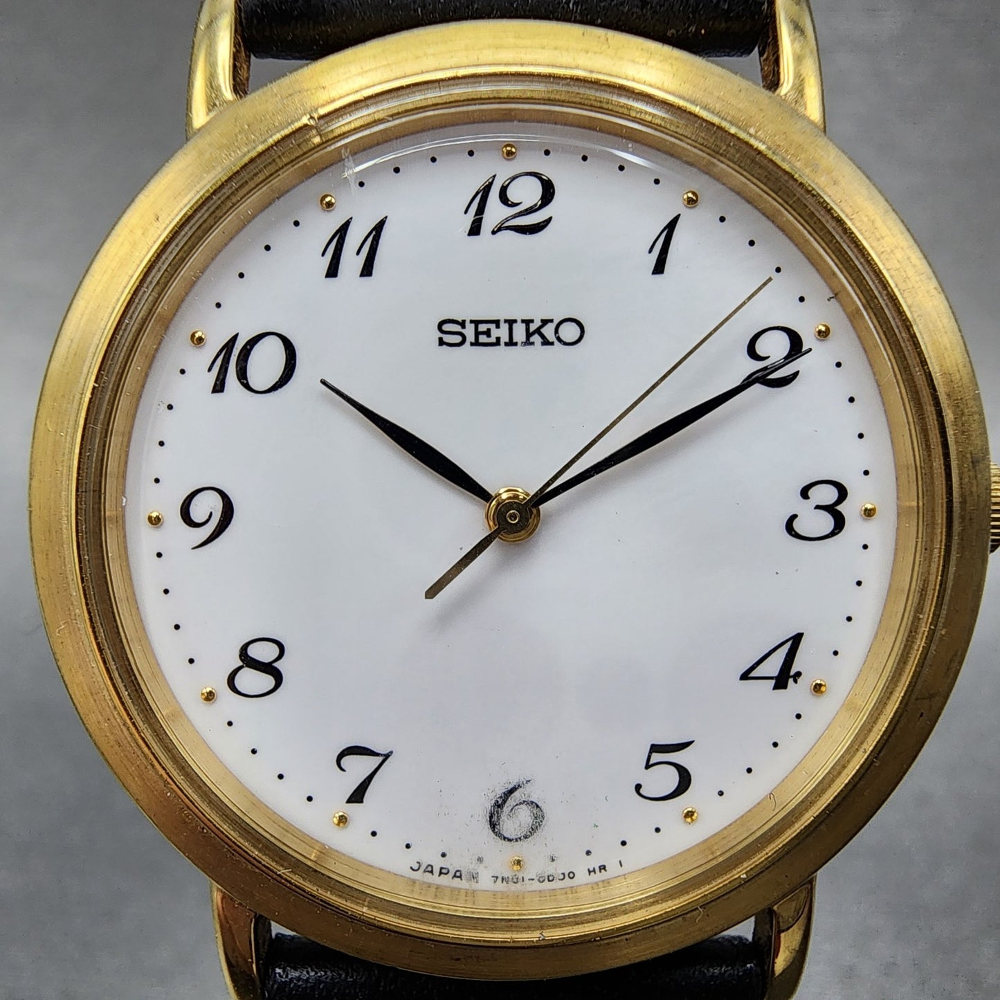 Seiko Watch Men 33mm White Dial Gold Tone 7n01-0bh0 New Battery