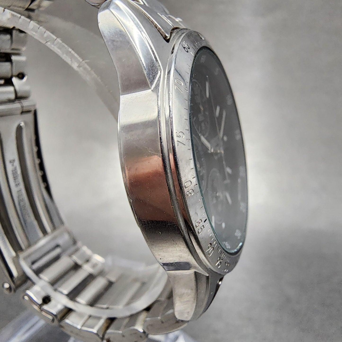 Seiko Chronograph Watch Men 38mm Black Dial Silver Tone Date 7t92-0dw0 New Batt