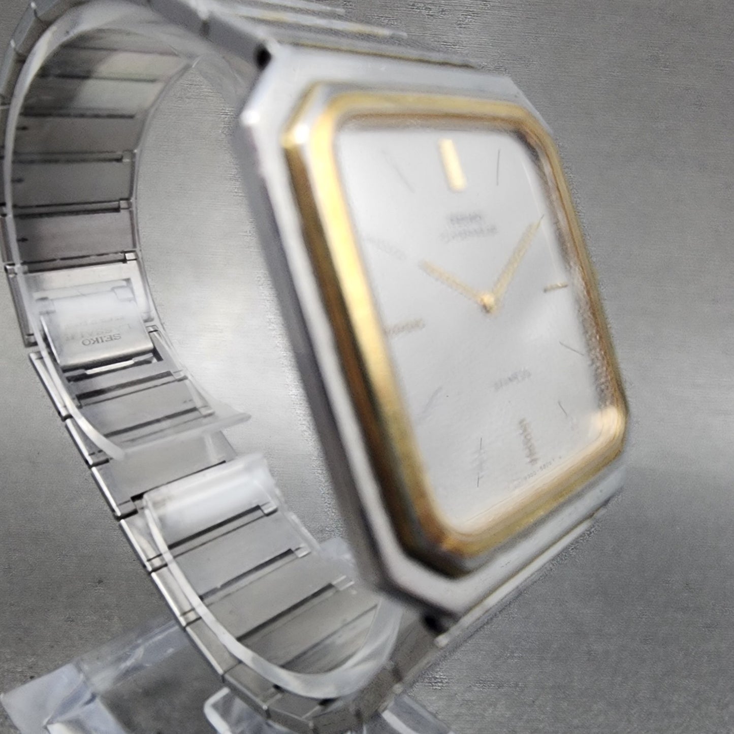 Seiko Lassale Tank Watch Men 28mm Silver Dial Two Tone 9300-5559 New Battery