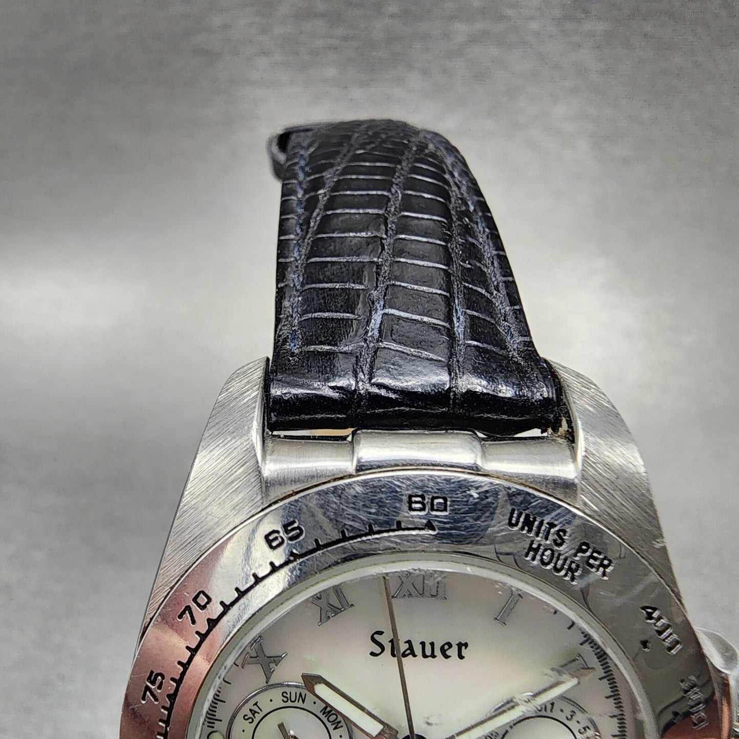 Stauer Monaco Watch Women 35mm MOP Dial Steel Daydate Round 15458 New Battery