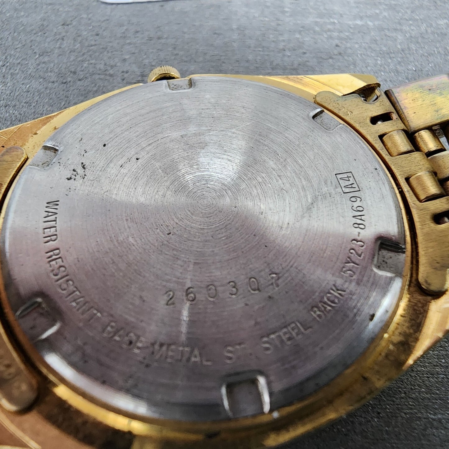 Seiko SQ Presidential Watch Men 37mm Gold Dial Gold Tone Daydate 5y23-8a69 Works