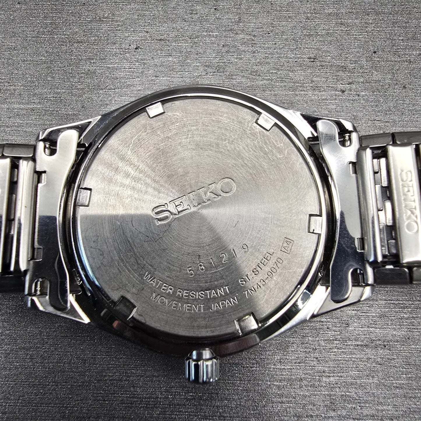 Seiko Watch Men 37mm Blue Dial Silver Tone Daydate Round 7N43-9070 New Battery10